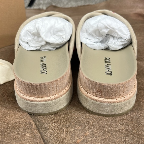 Johnny Was Jenna X Band Sandal Sueded Flatform Embroidered Slides - Picture 5 of 9